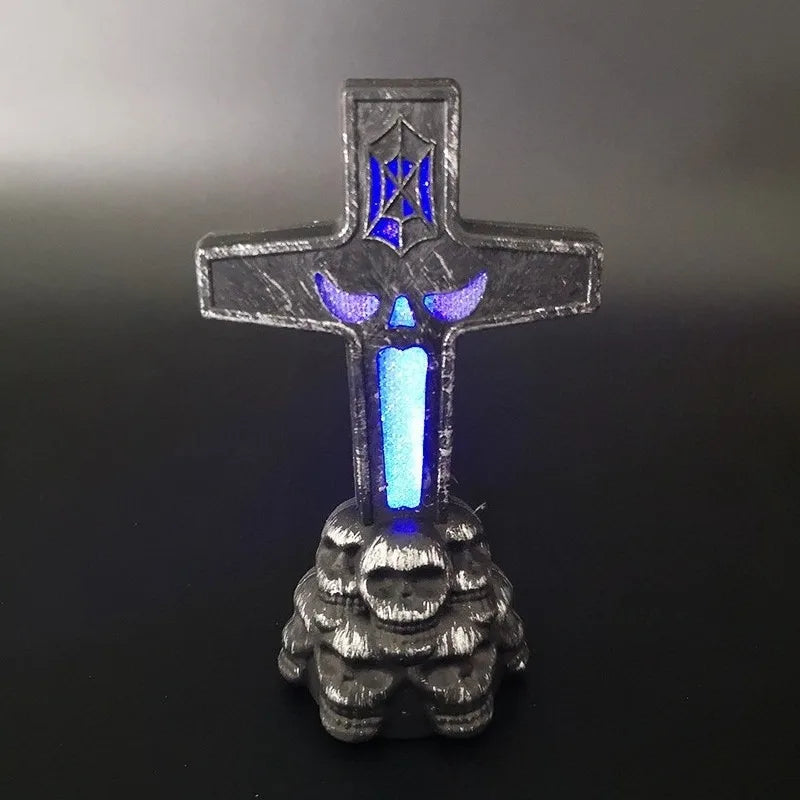 10pcs LED Light Up Graveyard Tombstones Headstone Skull Lamp Home Halloween Decor Party Supplies - product image 7