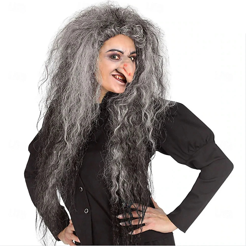 Synthetic Hair Grey Wild Witch Wig – Witch Hair Costume Parties Role