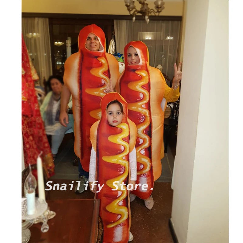 Adult Kids Funny 3D Print Food Sausage Hot Dog Costumes Halloween Men Women Family One-Piece Costume Carnival - product image 6