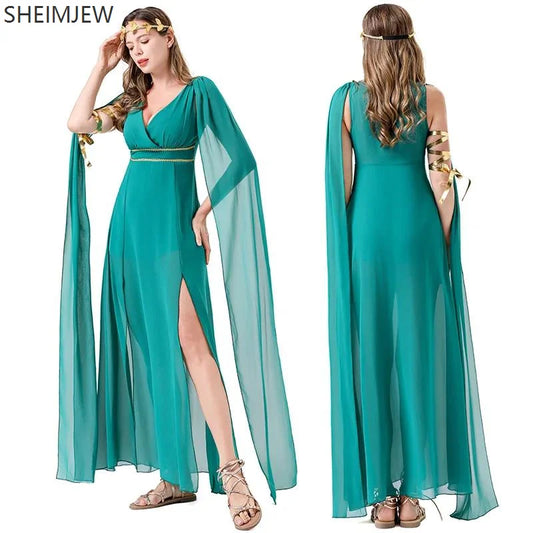 Women's Greek Ancient Goddess Cleopatra Sexy V-neck Maxi Masquerade Costume
