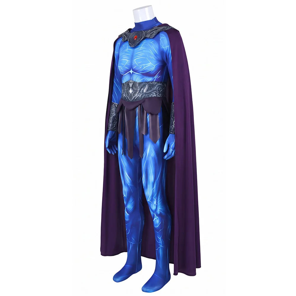 Skeletor / Evil Lynn Halloween Costume with Cloak & Mask – Masters of the Universe Adult Cosplay Bodysuit