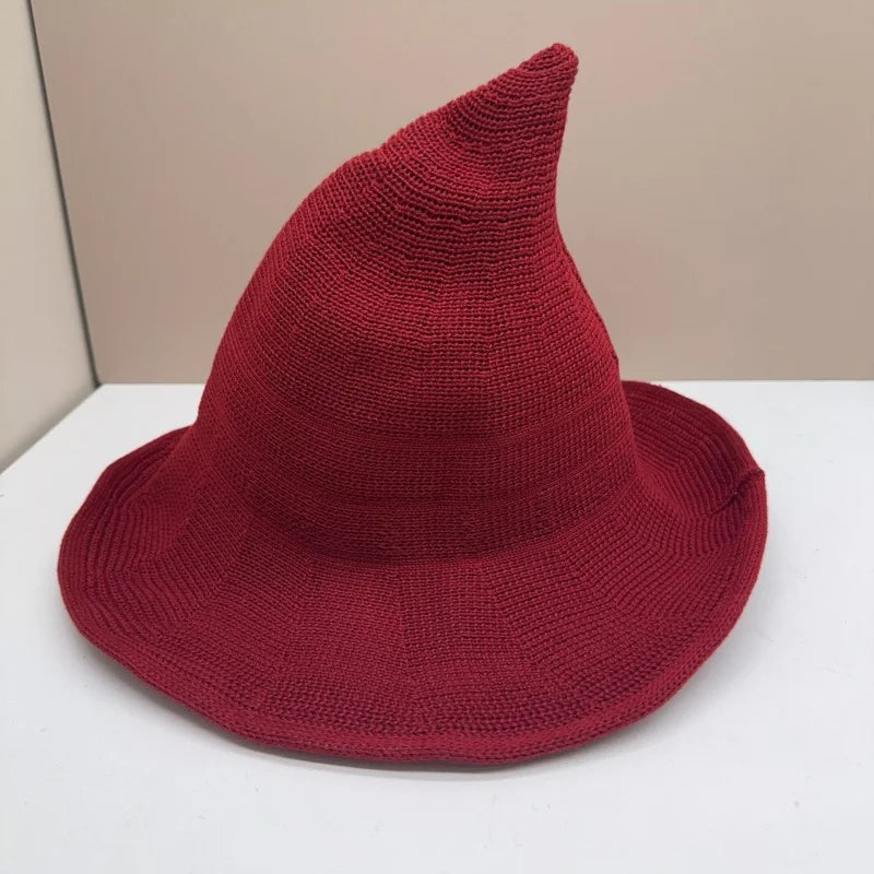 Women's Witch Hat for Halloween Wool Hats Wide Brim Spire Knitted Cap Party and Daily - product image 8