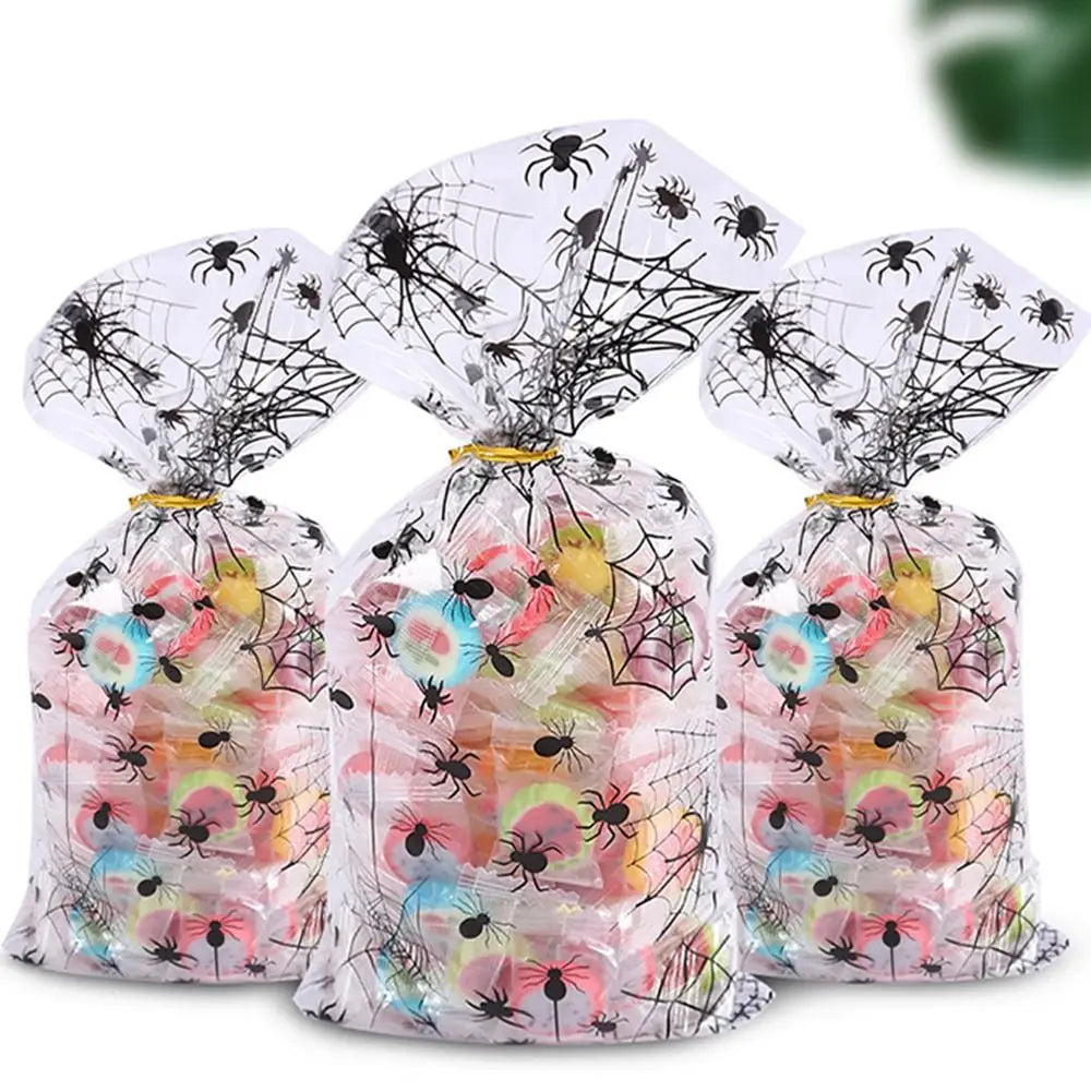 50-200pc Halloween Spider OPP Flat Bags Trick or Treat Clear Candy Bags with Twist Ties Spider Ghost Cookie - product image 5