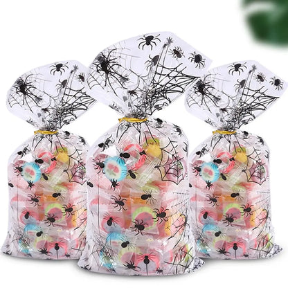 50-200pc Halloween Spider OPP Flat Bags Trick or Treat Clear Candy Bags with Twist Ties Spider Ghost Cookie - product image 5