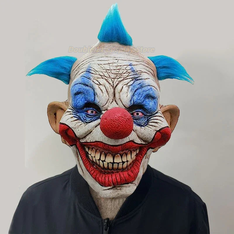 Costume Mask Halloween Joker Costume Adult Unisex Headgear Clown Demon Accessory Demon - Blue Hair