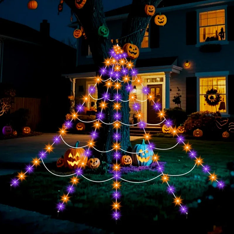 26.2 FT Spider Light-Up Outdoor Halloween Spider Web Decoration Costume