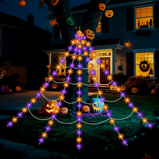 5x4.8m Halloween Glowing Giant Triangle Spider Web Horror Atmosphere Decor Large