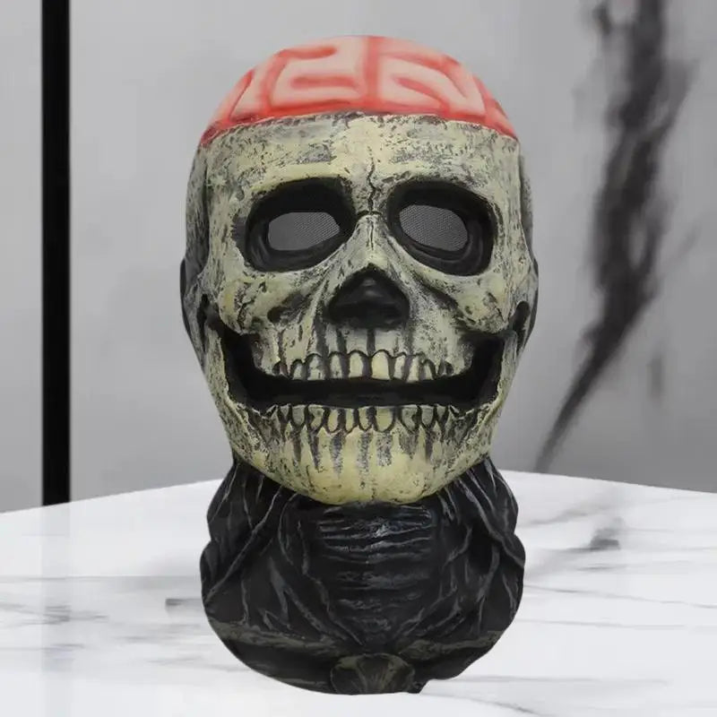 Halloween Ghost Face Full Mask, 3D Printed Stretchable Mesh, Comically Horrifying Cosplay Party Skull - product image 4