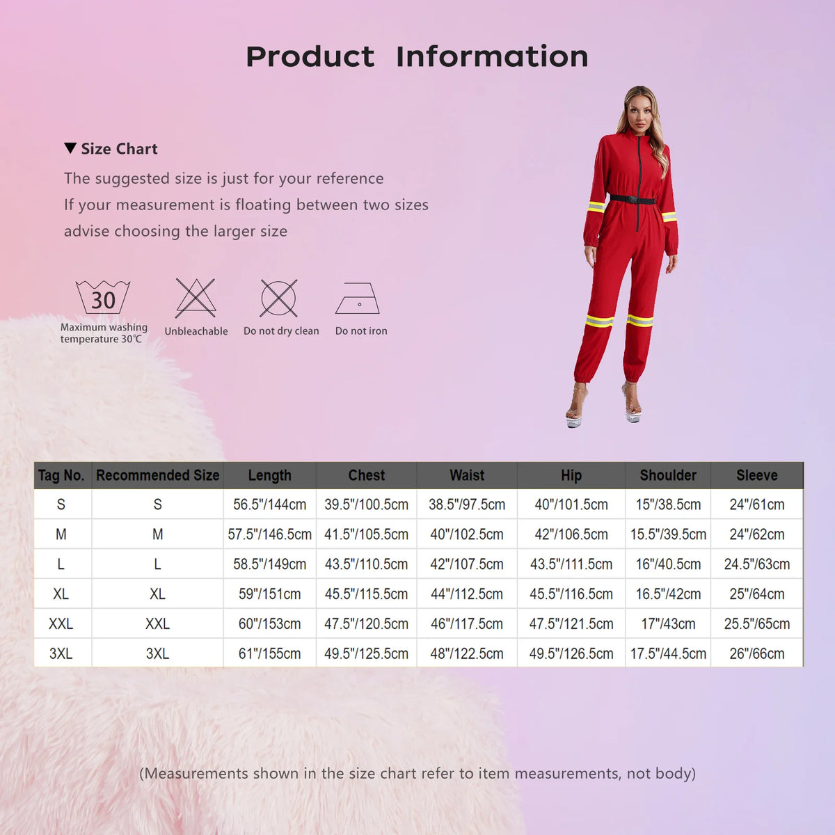 Women's Firefighter Halloween Costume Jumpsuit with Belt