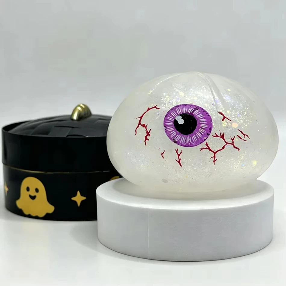 6 Styles Halloween Bun Squishy Toys Glitter Pumpkin Eyeball Cute Face Squeeze - product image 6