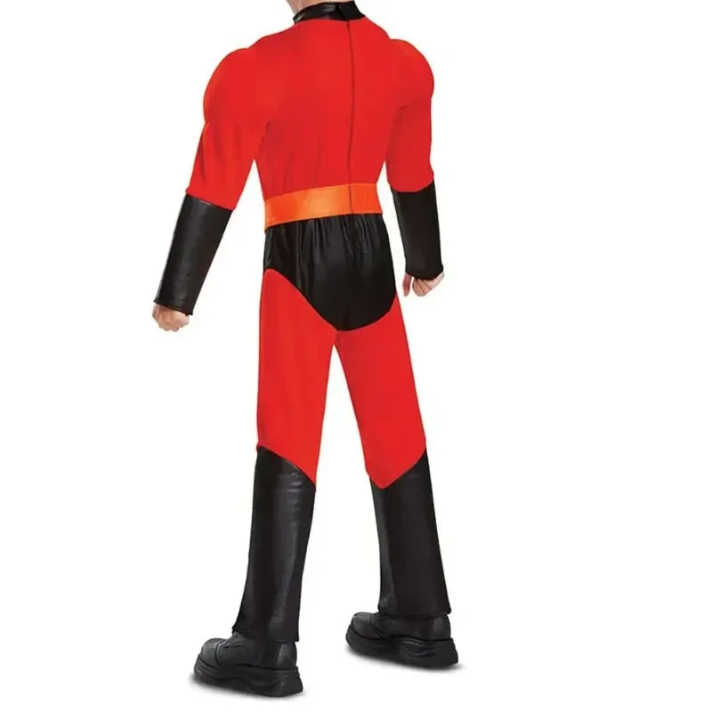 Mr Mrs Incredibles Costume Anime the Incredibles Adult Red Jumpsuit Bodysuit Mask Suit - Men Costume / Height 170