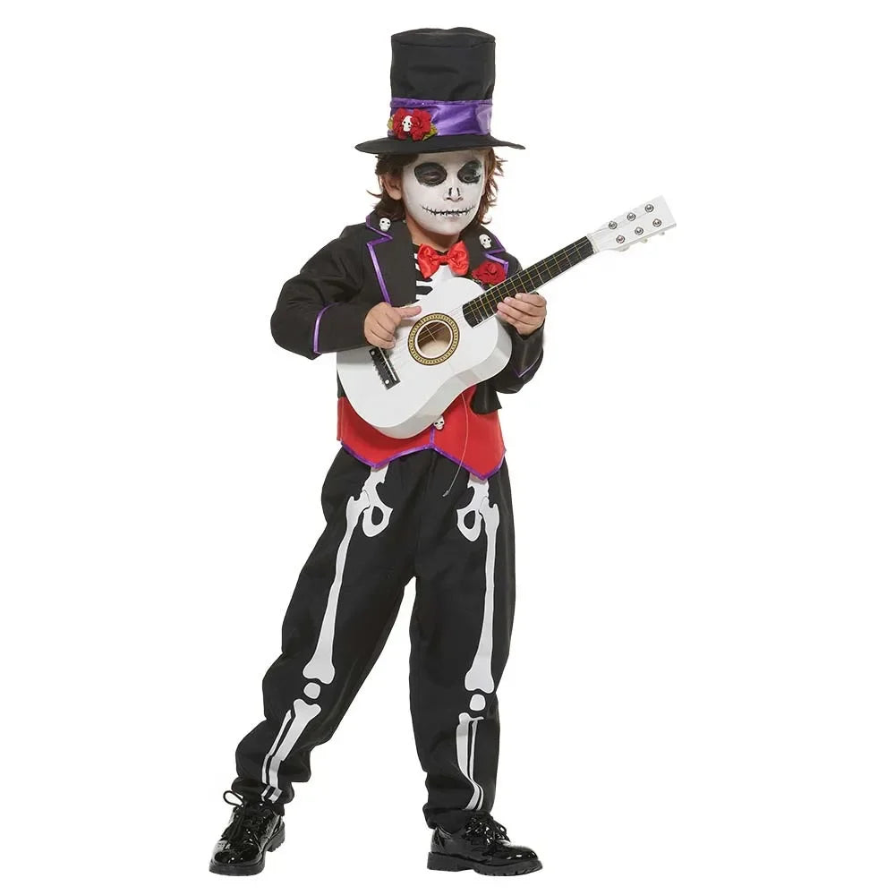 Fearful Black Children Kids Boy Skeleton Ghost Cosplay Costume Theme Party Halloween - product image 1