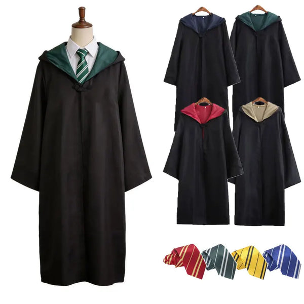 Costume Haloween Haliday Costume Magic Robe Cloak with Tie Kids Adult Uniform Outfit - Blue robe only / Kids 145
