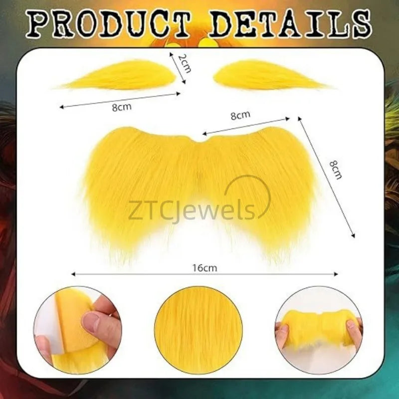 Adult Kid Halloween Jumpsuit Orange Costume Yellow Moustache and Eyebrow Baring Orange - Orange / adults 170cm
