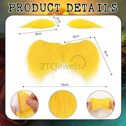 Adult Kid Halloween Jumpsuit Orange Costume Yellow Moustache and Eyebrow Baring Orange - Orange / adults 170cm