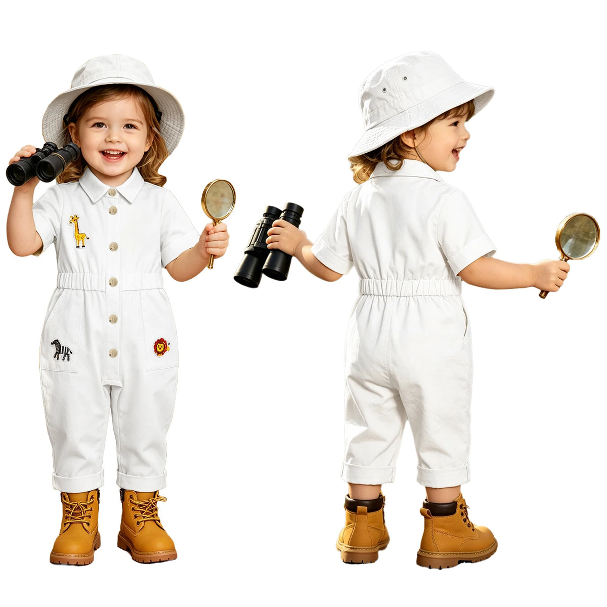 IEFIEL Baby & Toddler Zookeeper Costume – Animal-Embroidered Romper