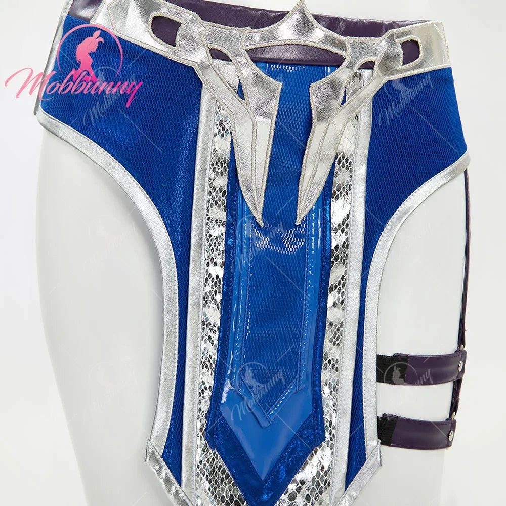 MOBBUNNY Kitana Costume Women Lingerie Costume Hollow Top and Skirt with Mask for - View 5