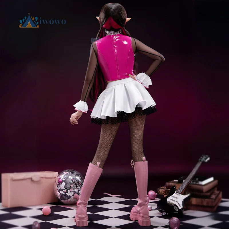 Monster Cos High Costume Draculaura Costume Anime School Uniform PU Leather Hallowen Play - Costume / M