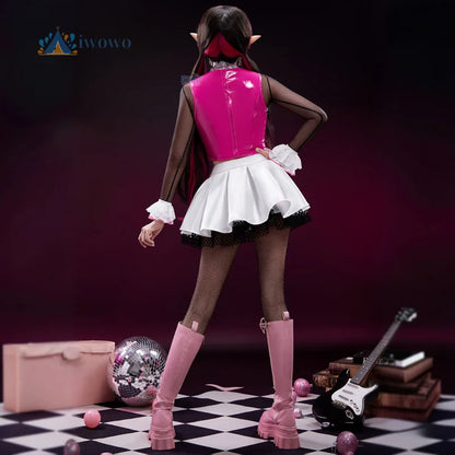 Monster Cos High Costume Draculaura Costume Anime School Uniform PU Leather Hallowen Play - Costume / M