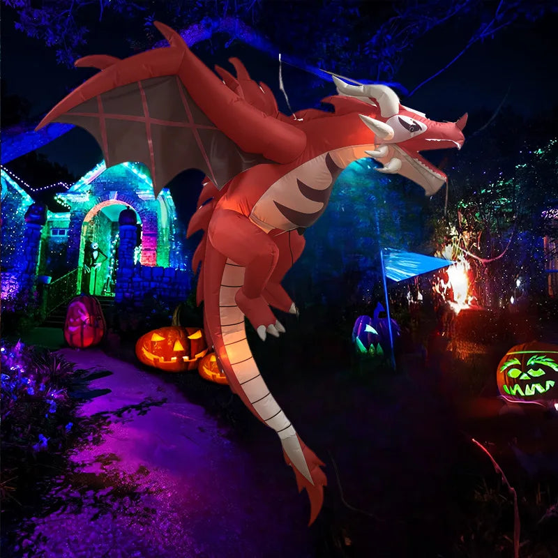 1.9m Inflatable Halloween Flying Dragon LED Lighted Ornament American Style Garden Party Decoration Flame - product image 5