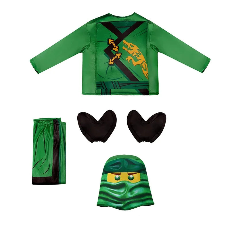 Guy Boy Hidden Warrior Red Ninja Warrior Outfit Fancy Dress Up Kids Ninja