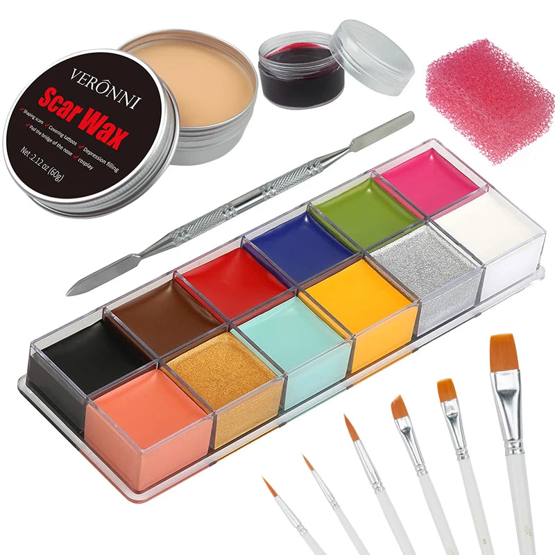 12/20 Colors Face Body Painting Fake Blood ,Halloween Professional Special Effects Makeup Kit with Wound - product image 19