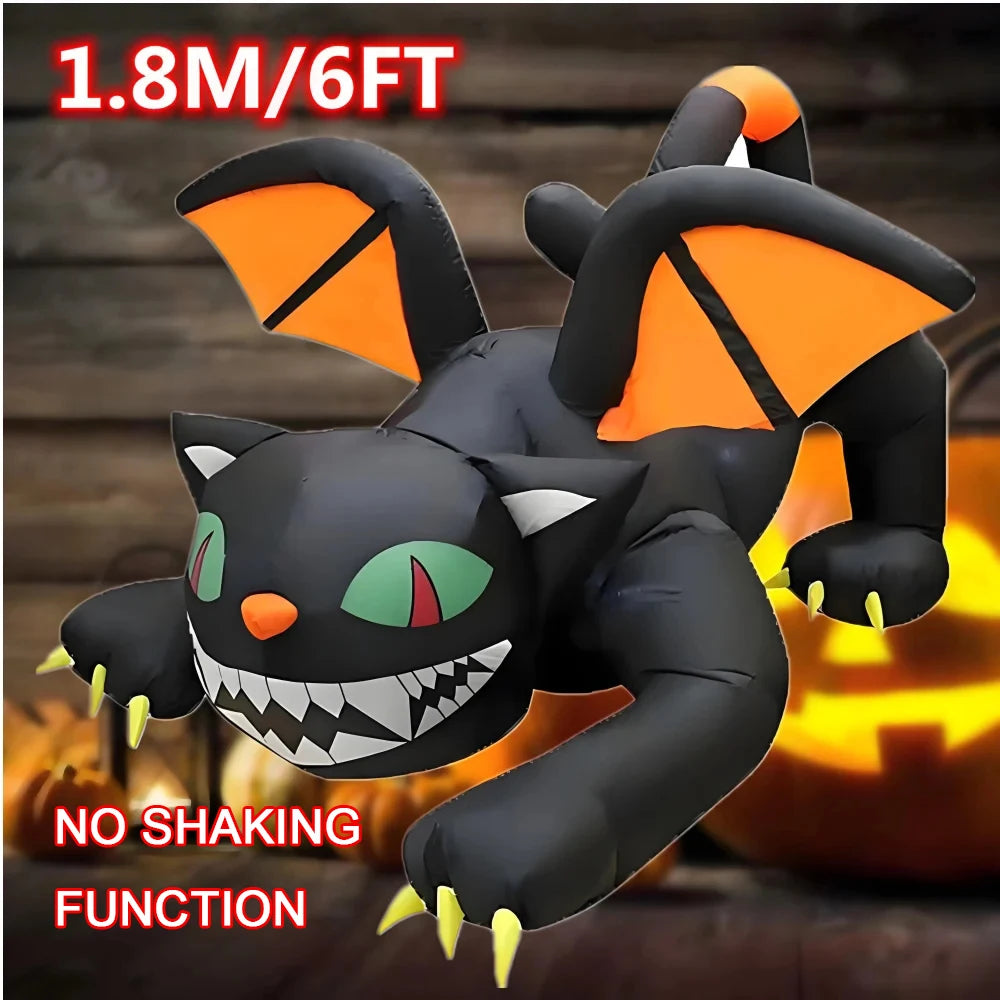 Halloween Inflatable 1.8m Black Cat Toy Shakes Head Ghost LED Lights Indoor Outdoor Yard Airblown Decoration - product image 7