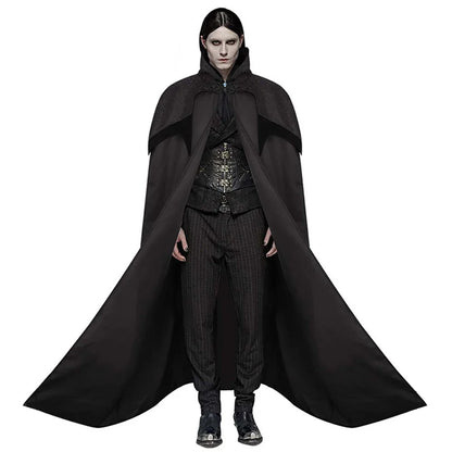 Halloween Medieval Men's Vampire Cosplay Costume Gothic Retro Hooded Black Cape Knight Pirate Robe Carnival - product image 1