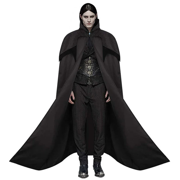 Halloween Medieval Men's Vampire Cosplay Costume Gothic Retro Hooded Black Cape Knight Pirate Robe Carnival - product image 1