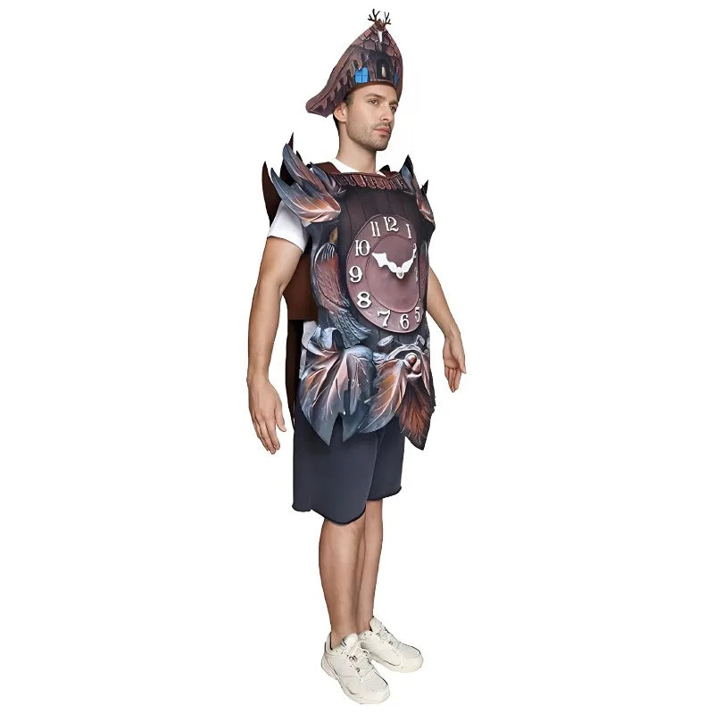 Adult Halloween Funny Costumes Realistic Cuckoo Wall Clock Costume Tropical Cute Dress Up Party Cosplay Roleplay Suit Brown