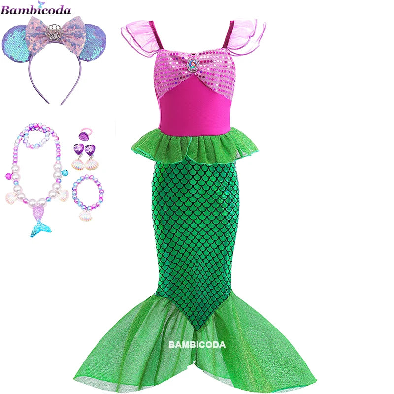 Ariel-Inspired Mermaid Princess Costume for Girls | Dress-Up Gown