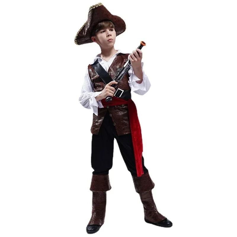Halloween Costume Boys Pirate Cosplay Pirate Captain Jack Sparrow Purim Luxury Buccaneer Outfits R - product image 2