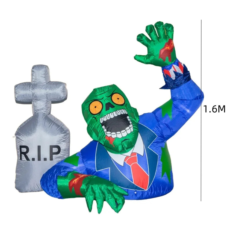 1.6M Halloween Inflatable Zombies Crawled Out of The Grave Decoration RIP Tomb Zombie Ghost Outdoor Yard Garden Halloween Decor