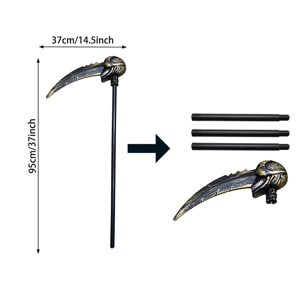 Scary Halloween Grim Reaper Costume Set Scythe Hooded Cape Skull Face Mask Gloves for Kids - View 9