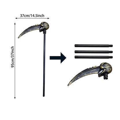 Scary Halloween Grim Reaper Costume Set Scythe Hooded Cape Skull Face Mask Gloves for Kids - View 9