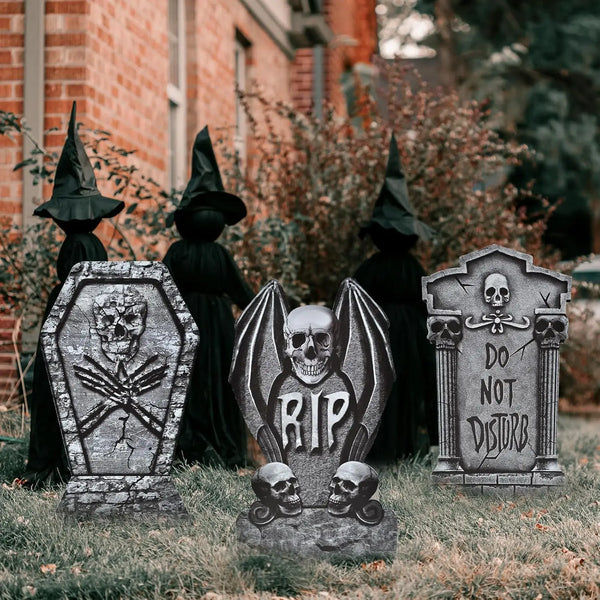 Halloween Tombstone Yard Sign Decorations with Stakes Skeleton Grim Reaper Pattern Halloween Party Decor Lawn - product image 1