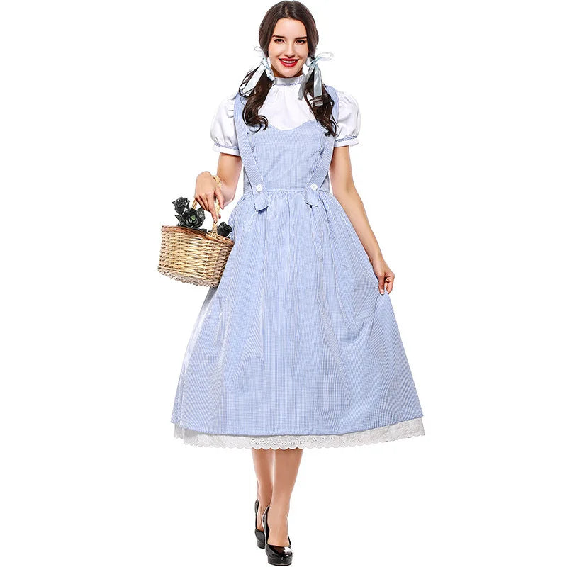 Halloween Costume Fairy Tale the Wizard of Oz Actress Dorothy Alice Dress - WHITE / L