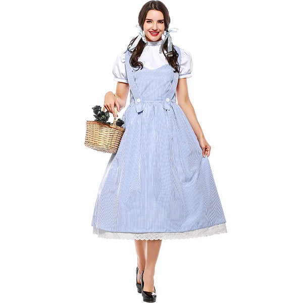 Halloween Costume Fairy Tale the Wizard of Oz Actress Dorothy Alice Dress - WHITE / L