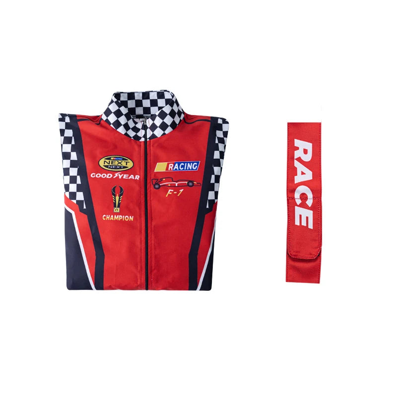 Adult Kids Racer Cosplay Costume Red Classic One-Piece Training Racing Uniform Suit Children Men Karting - product image 5