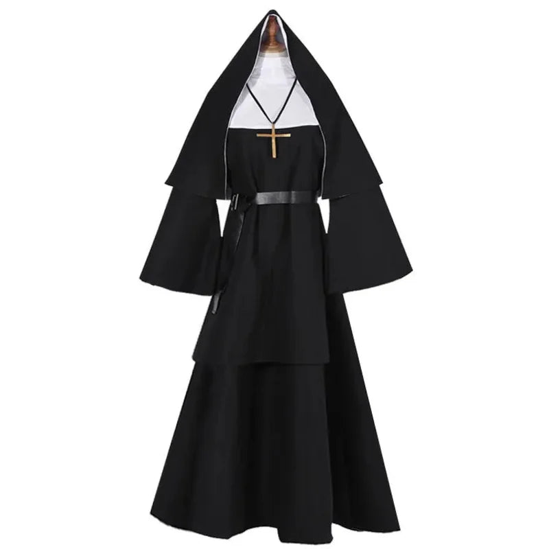 ROLECOS the Nun Costume Horror Films Costume Cross Ghost Halloween Costume the Conjuring - NUN / XL