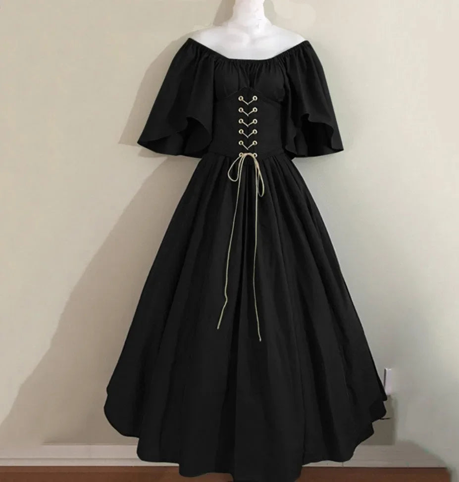 Women's Medieval Retro Contrasting Color Slim Swing Shoulder Costume - alternate view 21