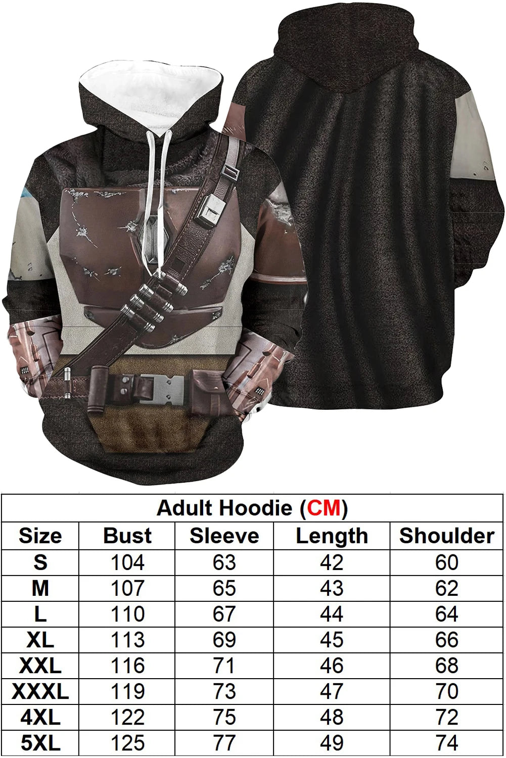 Din Djarin Costume Adult Kids Battle Armor Printed Hoodie Pant Movie Space Bounty Hunter - Hoodie B / L