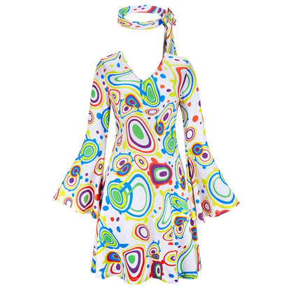 70s Costume Disco Dresses for Women Halloween Costume Sexy Hippie Costume Disco Dress with Disco Headband 70s - product image 13