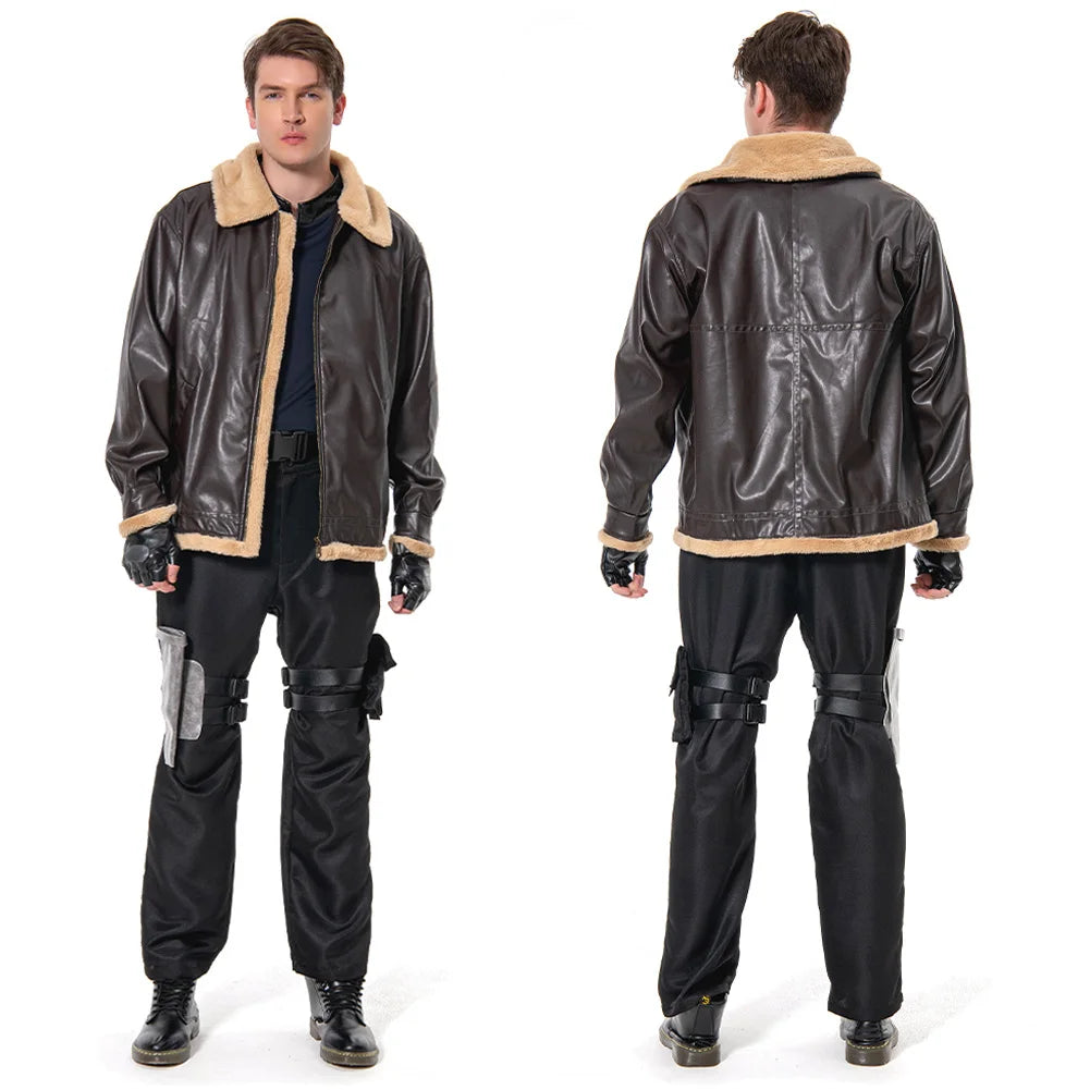 Fantasia Agent Leon Cosplay Outfits Men Disfraz Biohazard Game Hazard Bio Costume Disguise Male Halloween Carnival Party Clothes