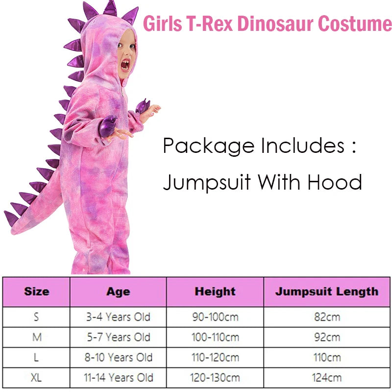 Kids Dinosaur Costume Dinosaur Adventure Pink Girls Tilly The T-Rex Dinosaur Dilophosaurus Boys