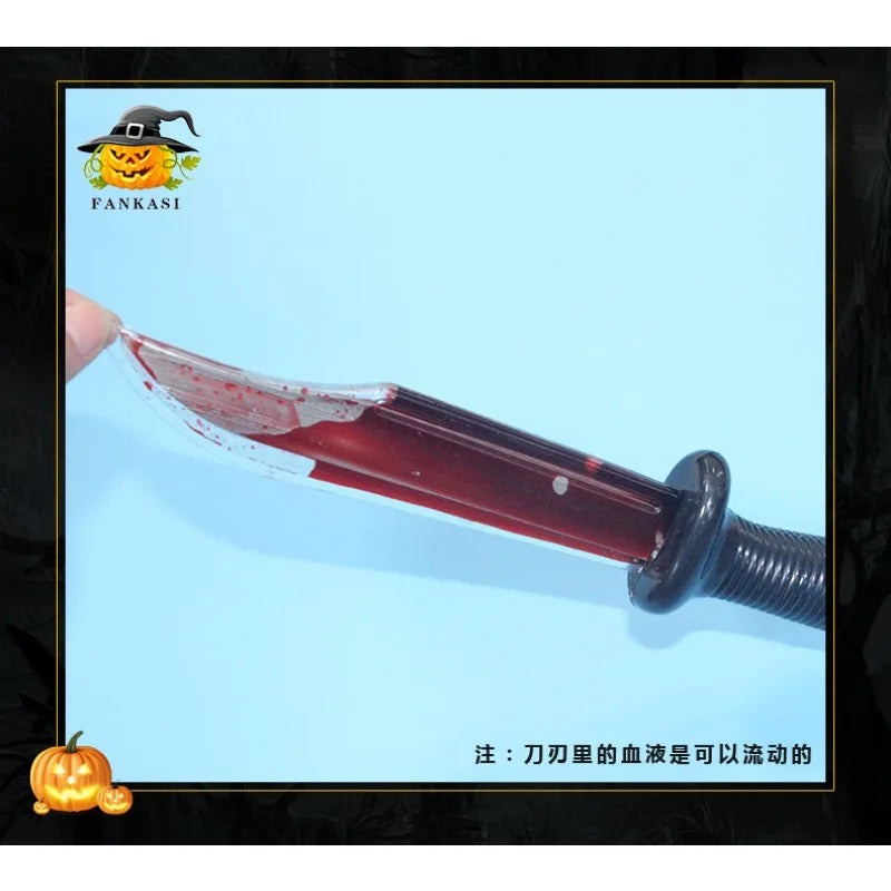 Halloween Role-playing Simulation Blood Knife Makeup Dance Props Horror Prank Imitation Blood Knife - product image 6