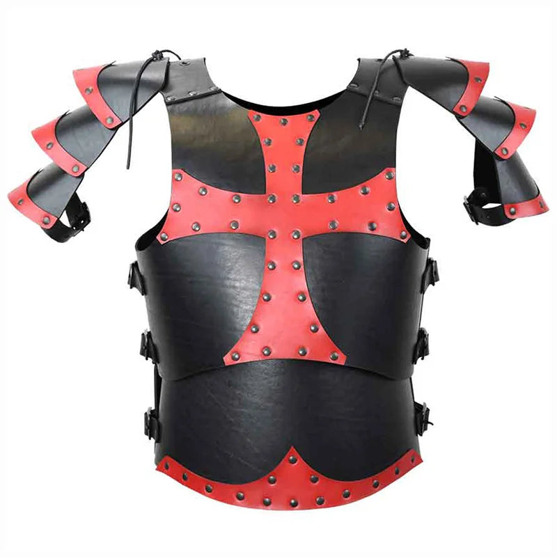 Medieval Crusader Knights Templar Costume Body Chest Armor Steampunk Dark Cross Leather - View 8