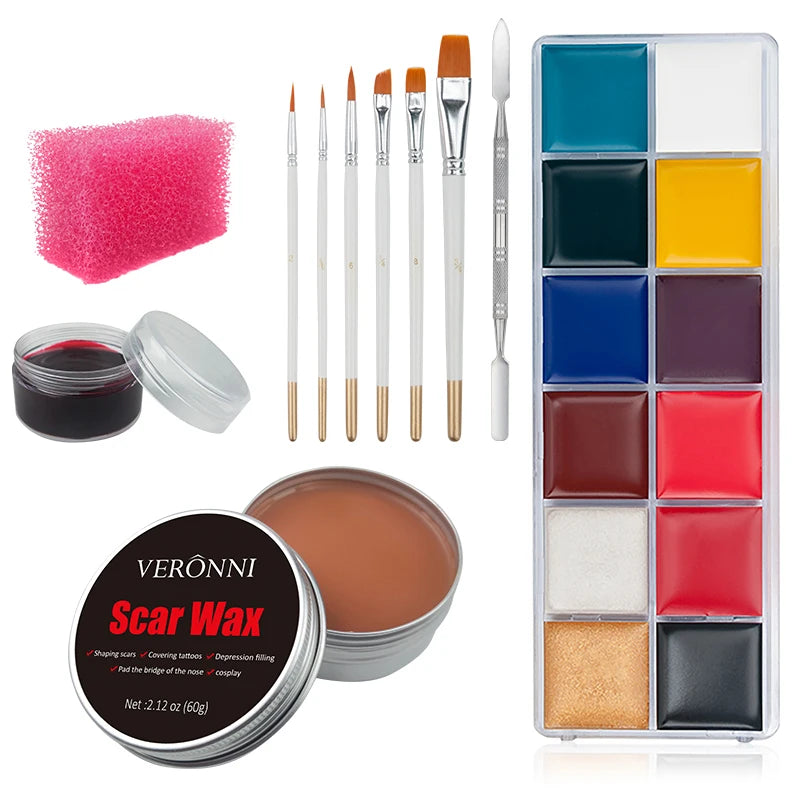 12/20 Colors Face Body Painting Fake Blood ,Halloween Professional Special Effects Makeup Kit with Wound - product image 16