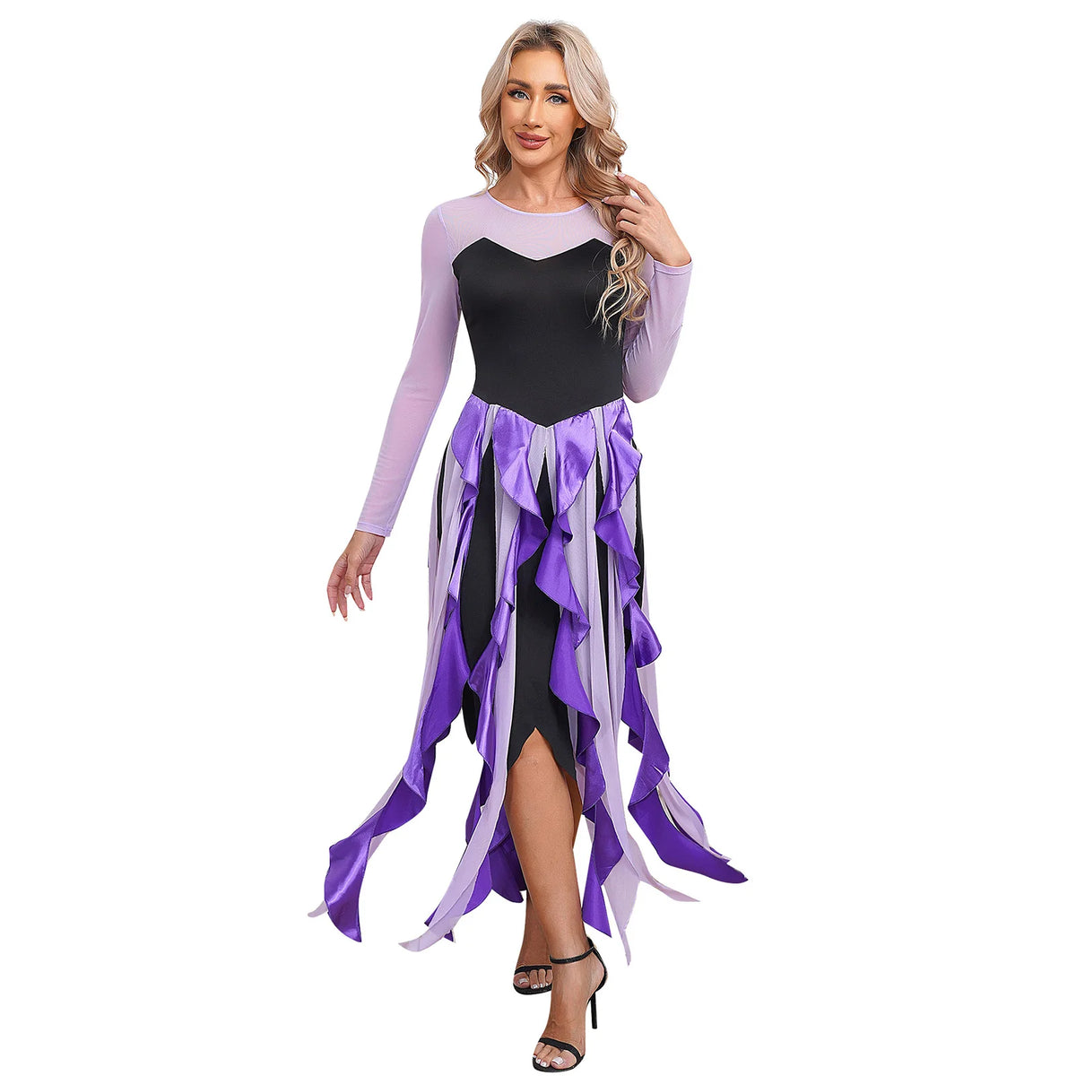 Ursula-Inspired Women's Sea Witch Halloween Costume Dress - Purple S