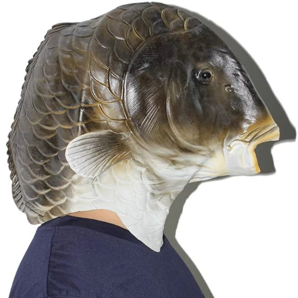 Fish Head Mask Funny Animal Black Carp Mask For Halloween BirthdayParty